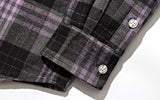 セイントペイン(SAINTPAIN)  SP Loose Fit Panel Check Shirts-Purple