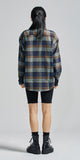 セイントペイン(SAINTPAIN)  SP Loose Fit Panel Check Shirts-Mint Brown