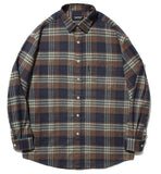 セイントペイン(SAINTPAIN)  SP Loose Fit Panel Check Shirts-Mint Brown