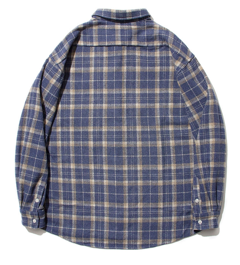 セイントペイン(SAINTPAIN)  SP Loose Fit Muse Check Shirts-Blue