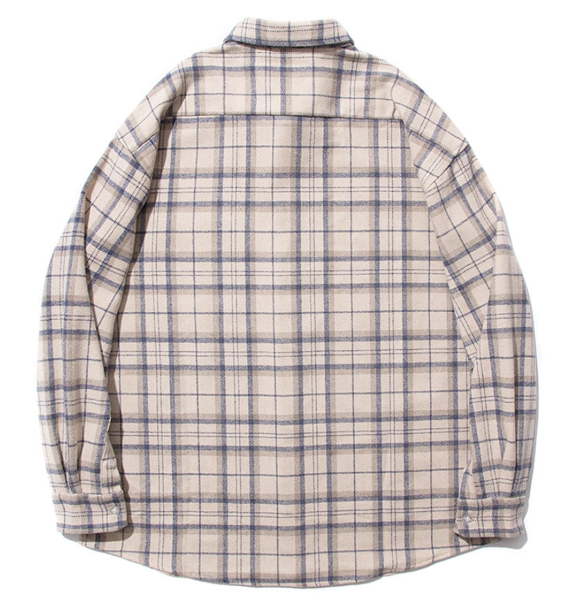 セイントペイン(SAINTPAIN)  SP Loose Fit Muse Check Shirts-Beige