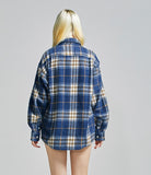 セイントペイン(SAINTPAIN)  SP Loose Fit Wide Check Shirts-Navy