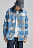 セイントペイン(SAINTPAIN) SP Loose Fit Wide Check Shirts-Blue