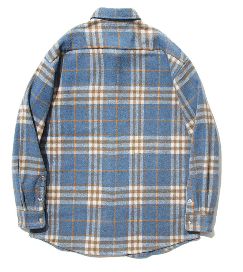 セイントペイン(SAINTPAIN) SP Loose Fit Wide Check Shirts-Blue