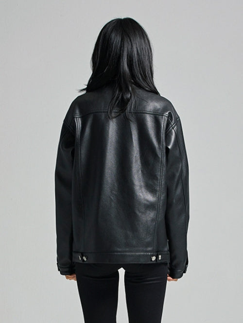 セイントペイン(SAINTPAIN) SP Fleather Trucker Jacket-Black