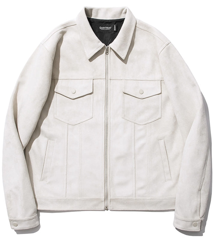 セイントペイン(SAINTPAIN) SP Suede Trucker Jacket-Ivory