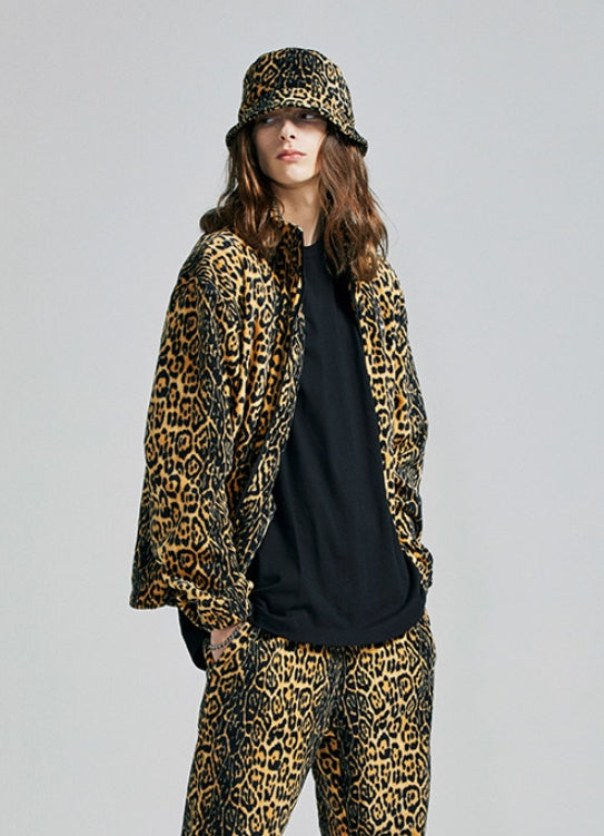 セイントペイン(SAINTPAIN) SP Leopard Fleece Zip Up Jacket-Yellow