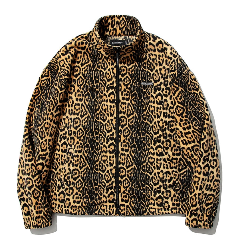 セイントペイン(SAINTPAIN) SP Leopard Fleece Zip Up Jacket-Yellow