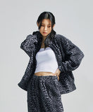 セイントペイン(SAINTPAIN) SP Leopard Fleece Zip Up Jacket-Gray