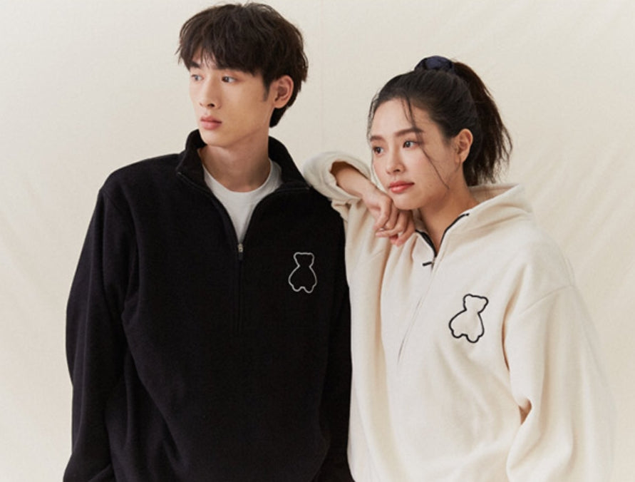 AQO_studiospace(アコスタジオスペース) AQO BEAR FLEECE HALF ZIP-UP BLACK