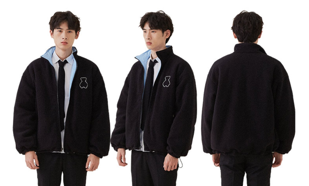 AQO_studiospace(アコスタジオスペース) AQO BEAR REVERSIBLE FLEECE JACKET BLACK