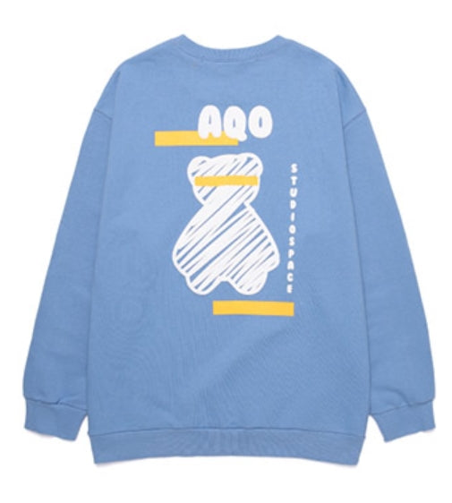 AQO_studiospace(アコスタジオスペース) AQO BEAR SWEATSHIRTS BLUE