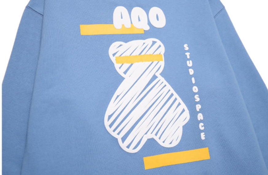 AQO_studiospace(アコスタジオスペース) AQO BEAR SWEATSHIRTS BLUE
