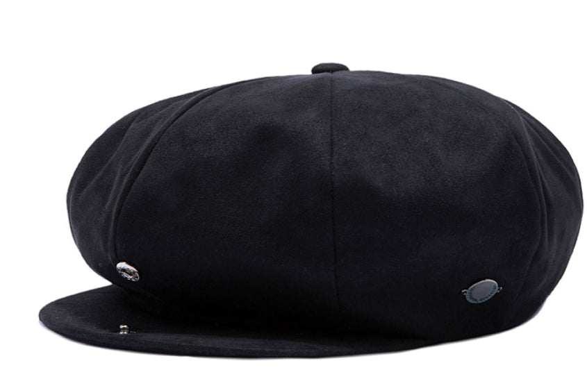 ロマンティッククラウン(ROMANTIC CROWN)  LAUREL LOGO SUEDE NEWS BOY CAP_BLACK