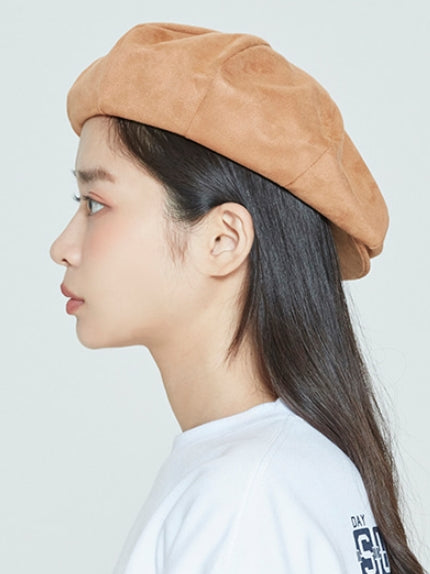 ロマンティッククラウン(ROMANTIC CROWN)  LAUREL LOGO SUEDE NEWS BOY CAP_BROWN