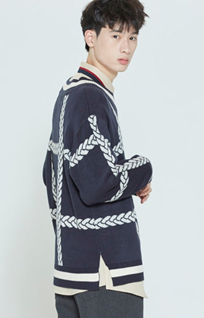 ロマンティッククラウン(ROMANTIC CROWN)  SUNDAY SYNDROME CHAIN KNITWEAR_NAVY