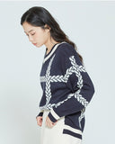 ロマンティッククラウン(ROMANTIC CROWN)  SUNDAY SYNDROME CHAIN KNITWEAR_NAVY