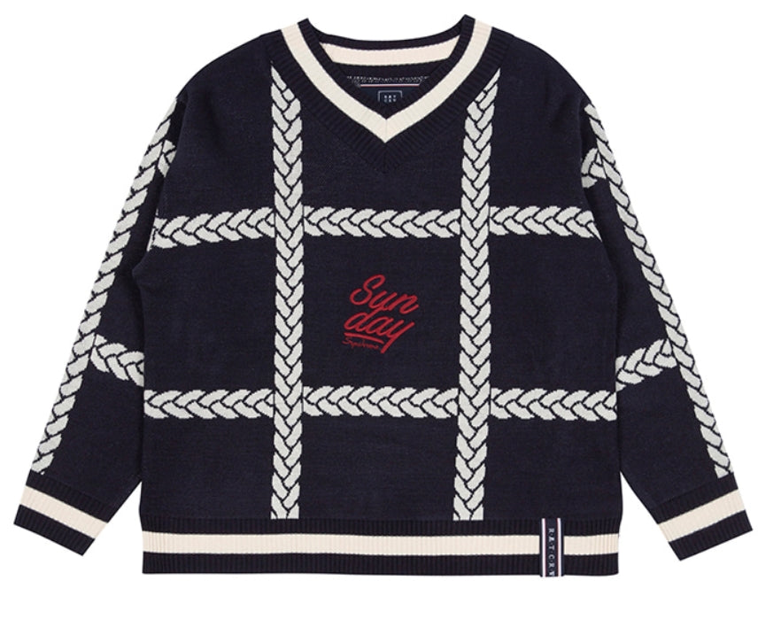 ロマンティッククラウン(ROMANTIC CROWN)  SUNDAY SYNDROME CHAIN KNITWEAR_NAVY