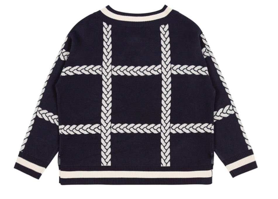 ロマンティッククラウン(ROMANTIC CROWN)  SUNDAY SYNDROME CHAIN KNITWEAR_NAVY