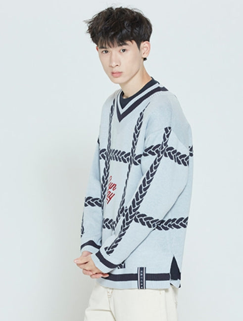 ロマンティッククラウン(ROMANTIC CROWN)  SUNDAY SYNDROME CHAIN KNITWEAR_SKY BLUE