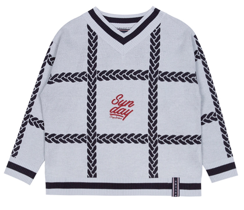 ロマンティッククラウン(ROMANTIC CROWN)  SUNDAY SYNDROME CHAIN KNITWEAR_SKY BLUE