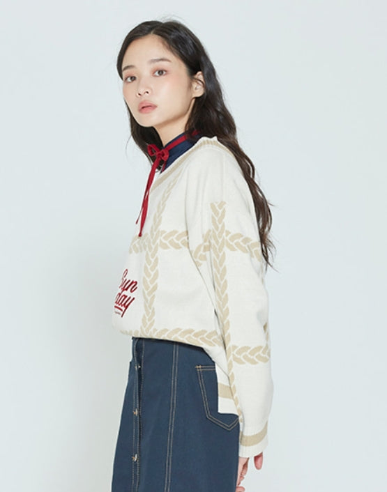 ロマンティッククラウン(ROMANTIC CROWN)  SUNDAY SYNDROME CHAIN KNITWEAR_OATMEAL