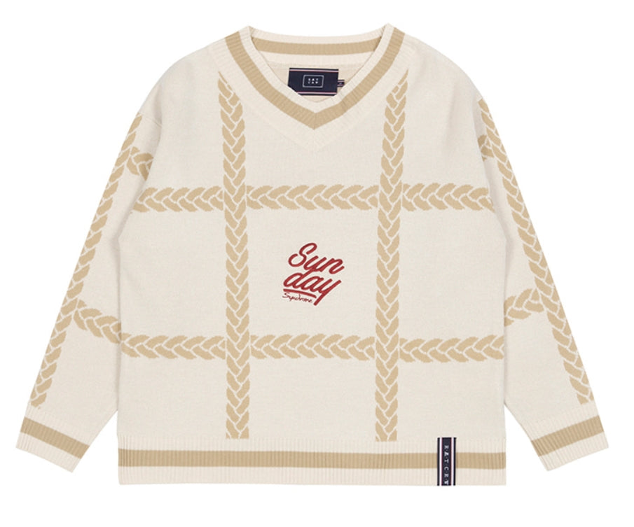 ロマンティッククラウン(ROMANTIC CROWN)  SUNDAY SYNDROME CHAIN KNITWEAR_OATMEAL