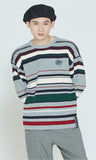 ロマンティッククラウン(ROMANTIC CROWN)  STRIPED RIBBED KNITWEAR_GREY