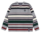 ロマンティッククラウン(ROMANTIC CROWN)  STRIPED RIBBED KNITWEAR_GREY