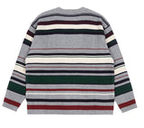 ロマンティッククラウン(ROMANTIC CROWN)  STRIPED RIBBED KNITWEAR_GREY