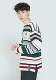 ロマンティッククラウン(ROMANTIC CROWN)  STRIPED RIBBED KNITWEAR_OATMEAL
