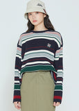 ロマンティッククラウン(ROMANTIC CROWN)  STRIPED RIBBED KNITWEAR_NAVY