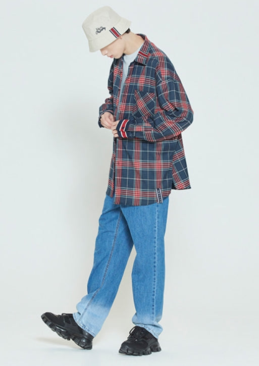 ロマンティッククラウン(ROMANTIC CROWN)  CROSS CHECK CUFFS SHIRT_NAVY