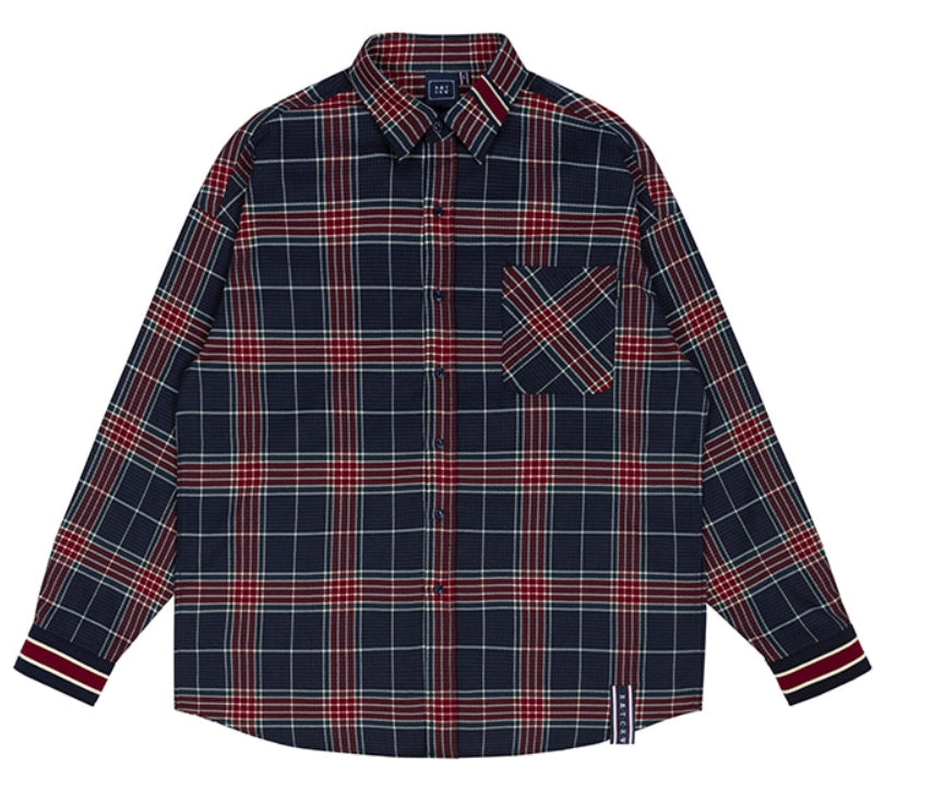 ロマンティッククラウン(ROMANTIC CROWN)  CROSS CHECK CUFFS SHIRT_NAVY