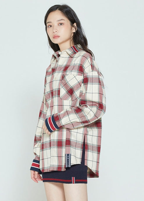 ロマンティッククラウン(ROMANTIC CROWN)  CROSS CHECK CUFFS SHIRT_OATMEAL