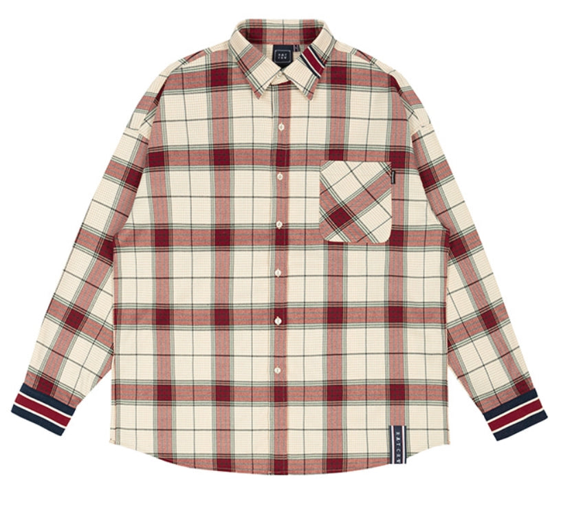 ロマンティッククラウン(ROMANTIC CROWN)  CROSS CHECK CUFFS SHIRT_OATMEAL