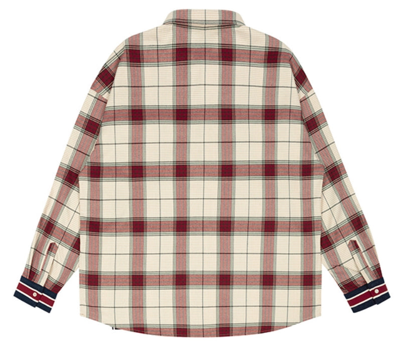 ロマンティッククラウン(ROMANTIC CROWN)  CROSS CHECK CUFFS SHIRT_OATMEAL