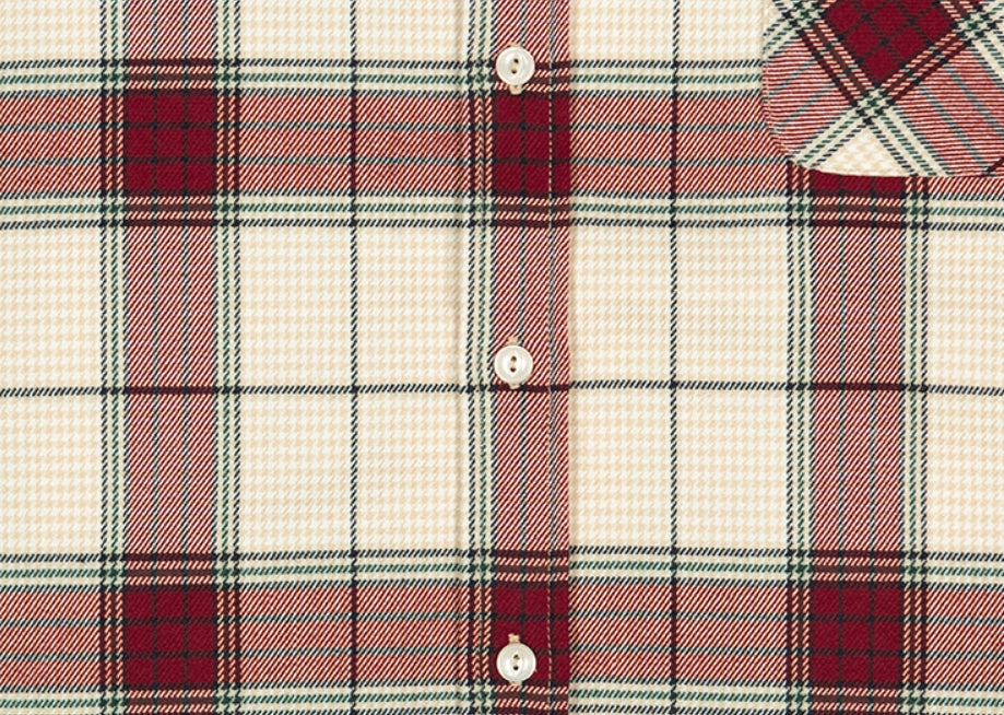ロマンティッククラウン(ROMANTIC CROWN)  CROSS CHECK CUFFS SHIRT_OATMEAL