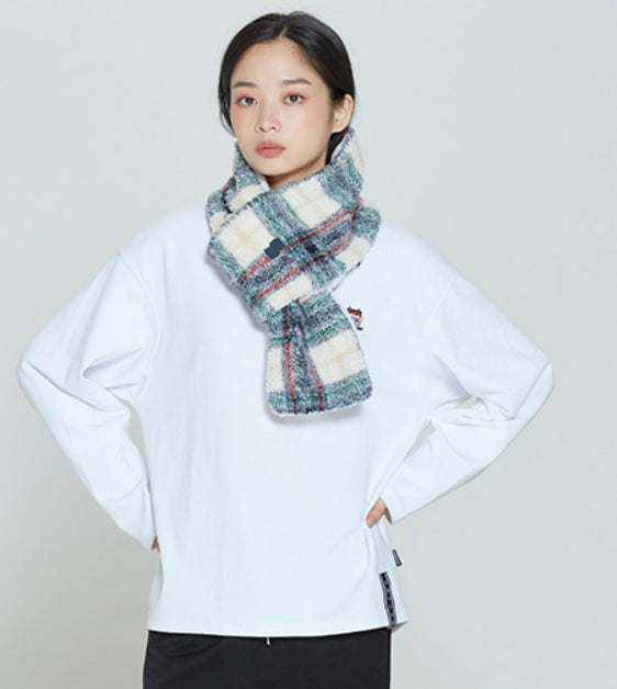 ロマンティッククラウン(ROMANTIC CROWN) CHECK FLEECE MUFFLER_OATMEAL