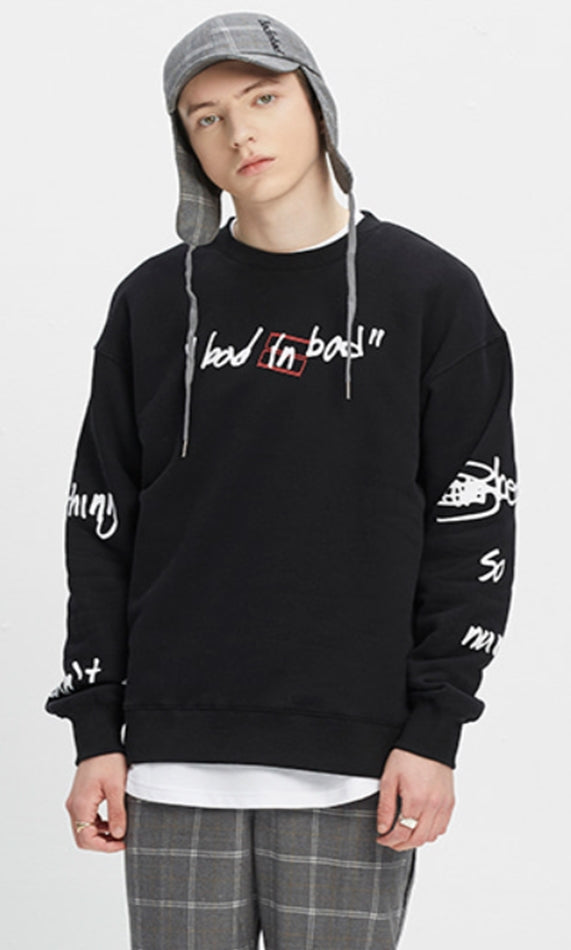 ベドインベド(BADINBAD)  SCRIBBLE LOGO SWEATSHIRT_BLACK