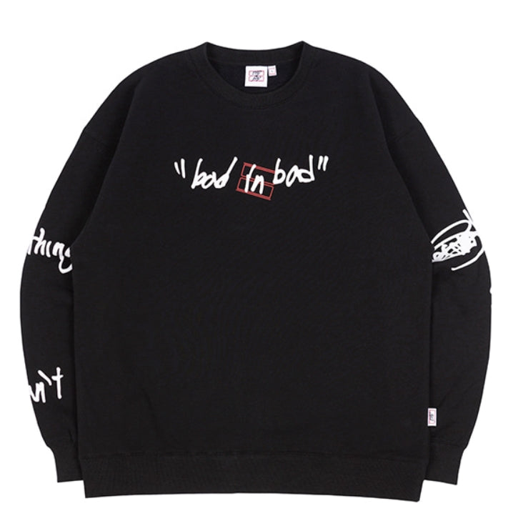 ベドインベド(BADINBAD)  SCRIBBLE LOGO SWEATSHIRT_BLACK