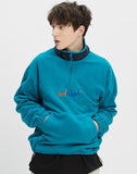 ベドインベド(BADINBAD)  FLEECE HALF ZIP UP JUMPER_BLUE GREEN