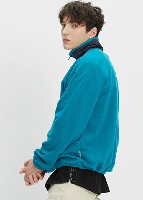 ベドインベド(BADINBAD)  FLEECE HALF ZIP UP JUMPER_BLUE GREEN