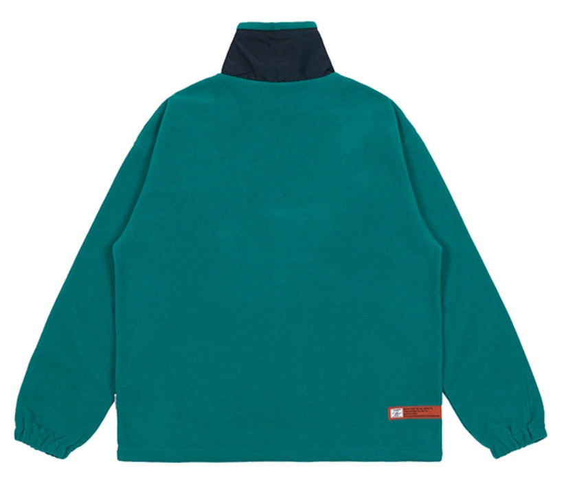 ベドインベド(BADINBAD)  FLEECE HALF ZIP UP JUMPER_BLUE GREEN