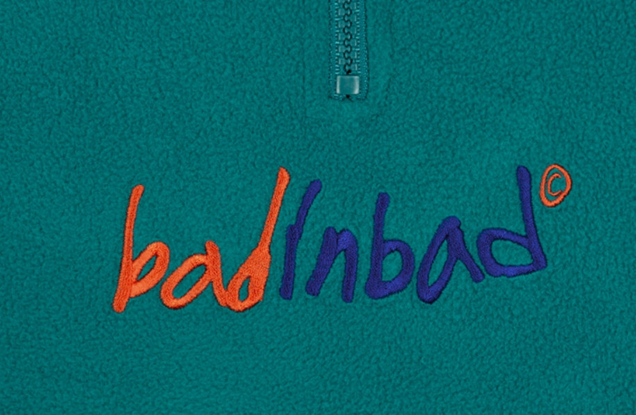 ベドインベド(BADINBAD)  FLEECE HALF ZIP UP JUMPER_BLUE GREEN