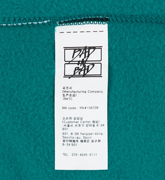 ベドインベド(BADINBAD)  FLEECE HALF ZIP UP JUMPER_BLUE GREEN