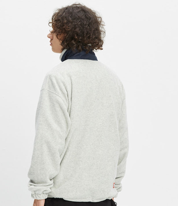 ベドインベド(BADINBAD) FLEECE HALF ZIP UP JUMPER_MELANGE IVORY
