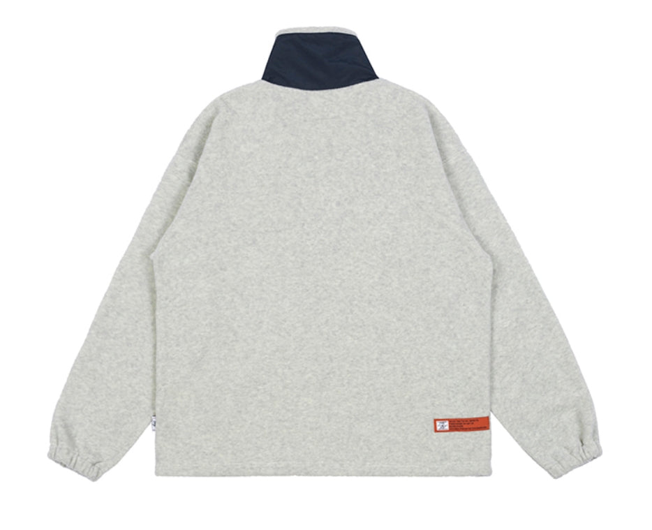 ベドインベド(BADINBAD) FLEECE HALF ZIP UP JUMPER_MELANGE IVORY