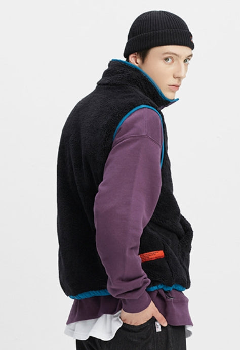 ベドインベド(BADINBAD)COLOR BLOCK FLEECE VEST_BLACK