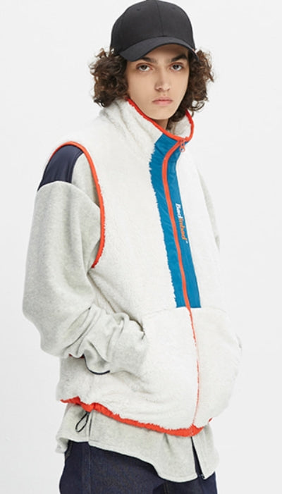 ベドインベド(BADINBAD)  COLOR BLOCK FLEECE VEST_OATMEAL